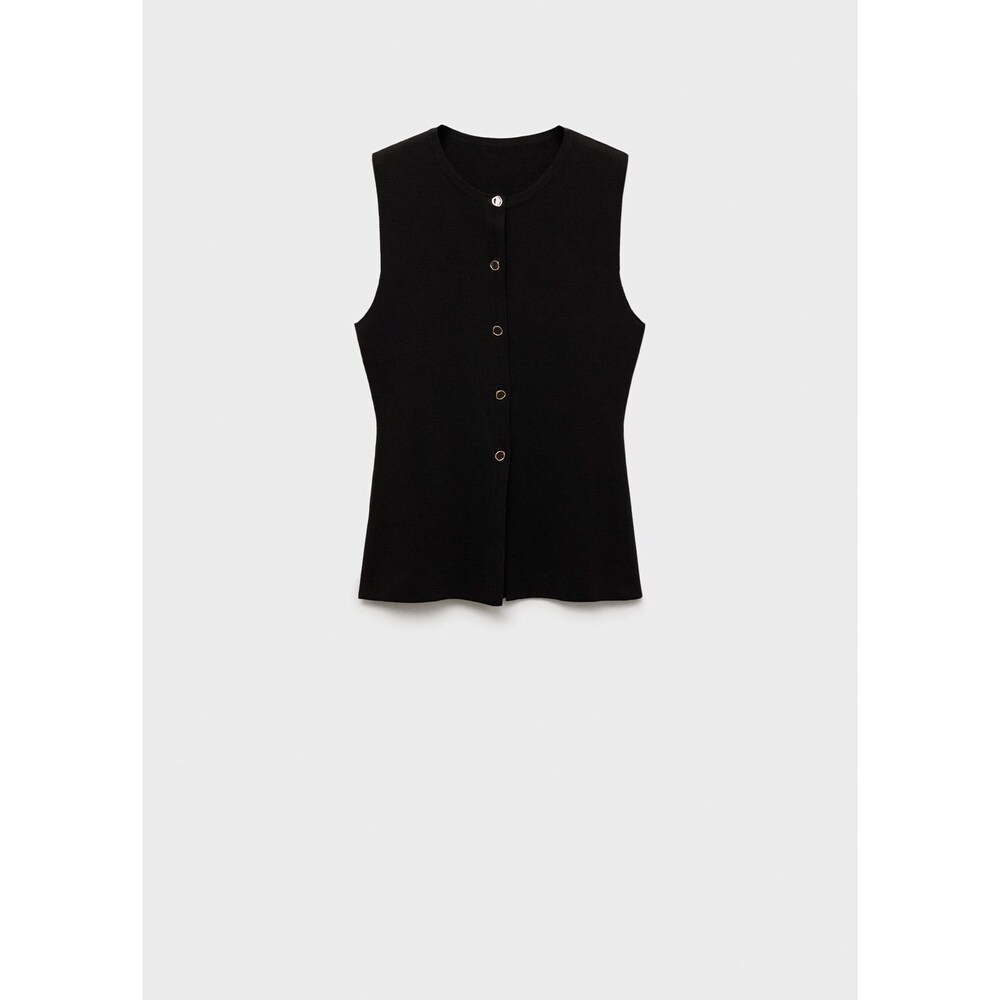 MANGO - Fine-knit vest with buttons chocolate - M - Woman